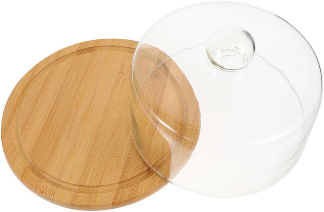 Glass Food Cover with Tray Large Cake Dome Protective Display for Dessert Bread Pastry Household Use
