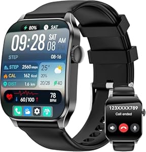 Smartwatch Herren Damen, 1, 91" HD-Kurvdisplay Smart Watch mit Bluetooth Anrufen, 100+Sportmodi Fitnessuhr mit Herzfrequenz/Schlafmonitor/... IP67 Wasserdicht Sportuhr für Android iOS