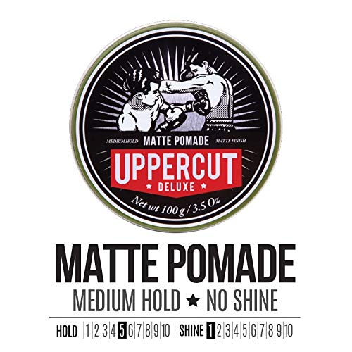 Foto von Uppercut Deluxe Matte Pomade Haarstylingprodukt für Männer mit mittlerem Halt, ohne Glanz. Mattes Haarstylingprodukt auf Wasserbasis, leicht auswaschbar, keine Rückstände, 100 g