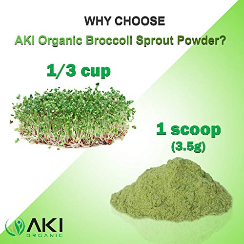 Aki Organic Broccoli Sprout Powder Sulforaphane Ideal For Your Greens Veggie Smoothie Or As A Supplements Of Sprouts From Non Gmo Brocolli Seeds Pack Of Vitamins & Antioxidant (5.29oz / 150g) - Thumbnail 3