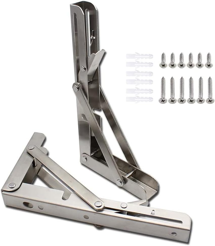 Amazon l字すてー ステンレス フォールディング シェルフ ブラケット 8インチ 2個 ヘビー デューティ ステンレス スチール