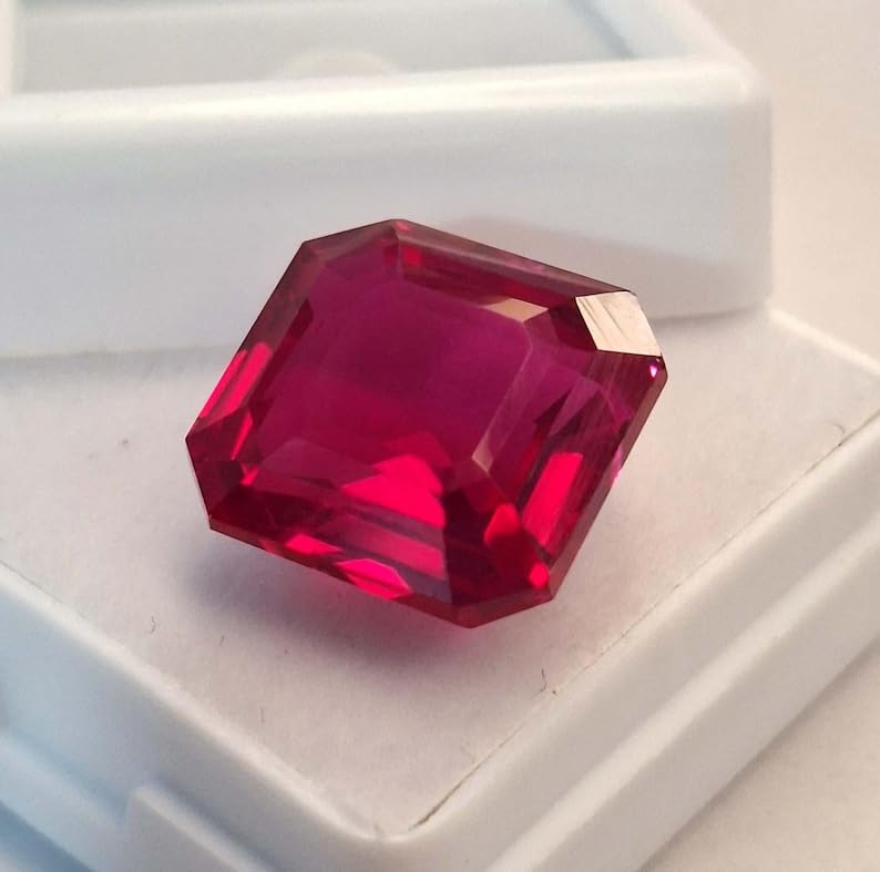 Image of Natural Dark Pink Sapphire Asscher Cut 13-15 Ct Loose Certified Gemstone Ideal Gems for Fine Jewelry Design, Bespoke Rings, Pendants