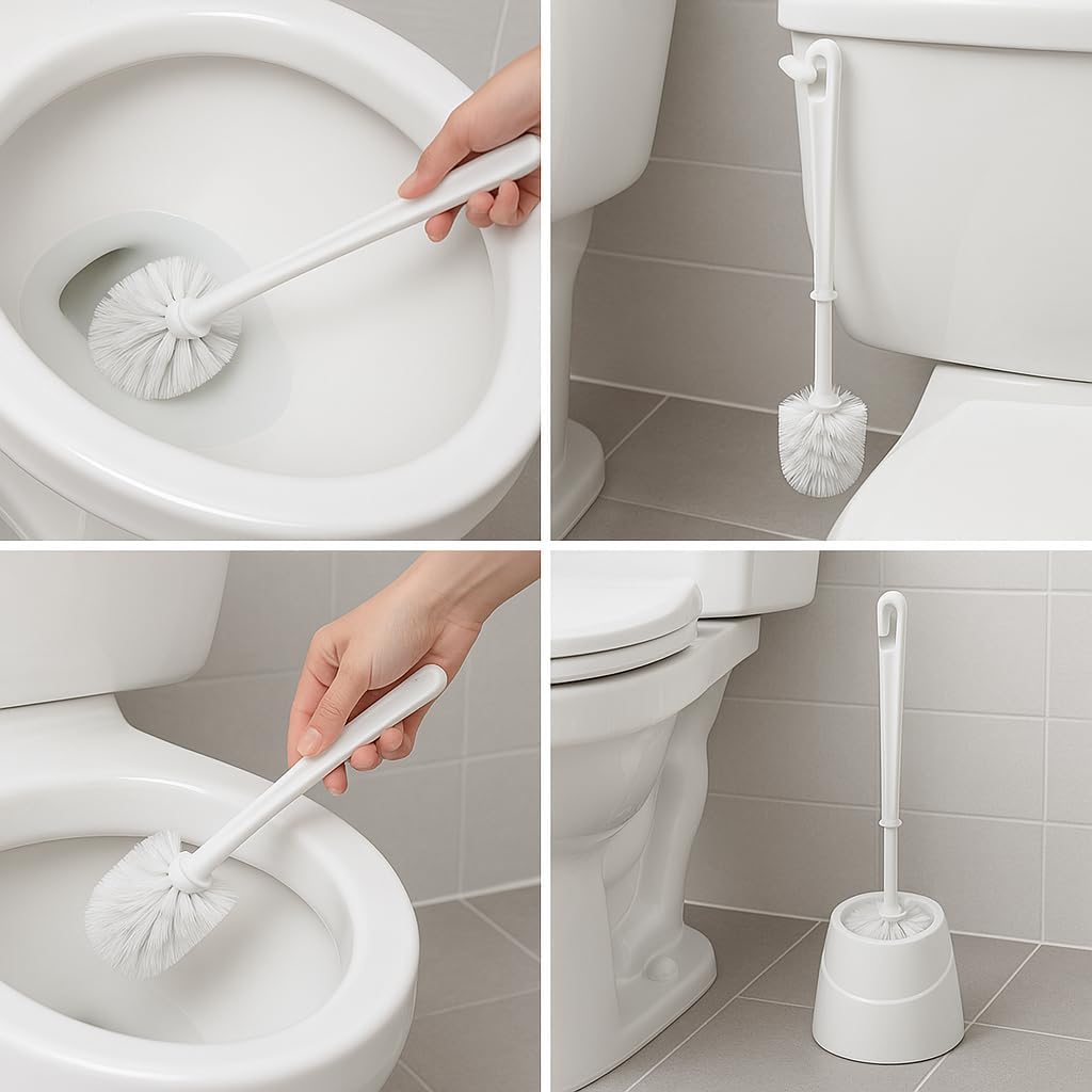 Escova Sanitária com Suporte Cor Branca Limpa Vaso Sanitário