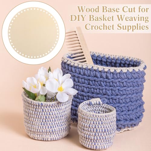 Fanfanwin 12 Pcs Wooden Basket Bottom Crochet Basket Base Unfinished Wood Knitting Base for DIY Craft Weaving Making Supplies(10 Inches)