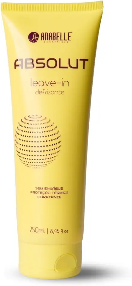 Leave-in Absolut 250ml Anabelle Cosméticos – Finalizador Antifrizz e Protetor Térmico – Disciplinante, Brilho Extra, Para Cabelos Danificados e Quimicamente Tratados