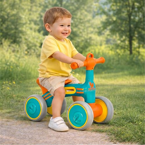 Image of TALIO Kids 4-Wheel Balance Bike | BIS Certified | Toddler Ride-On | Stable & Lightweight | Comfortable Seat | for Kids Aged 1 to 4 Years | (GBB-501 /02) (Brown /Green)