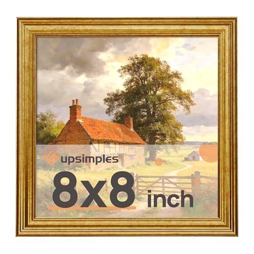 upsimples 8x8 Picture Frame Vintage Frames Decor 1Pack Gold