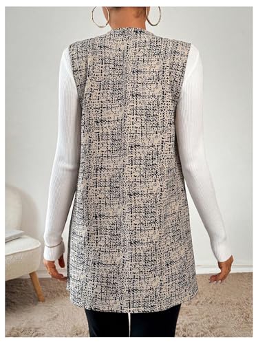 MakeMeChic Women's Plus Size Open Front Sleeveless Vest Dressy Outerwear Jacket2