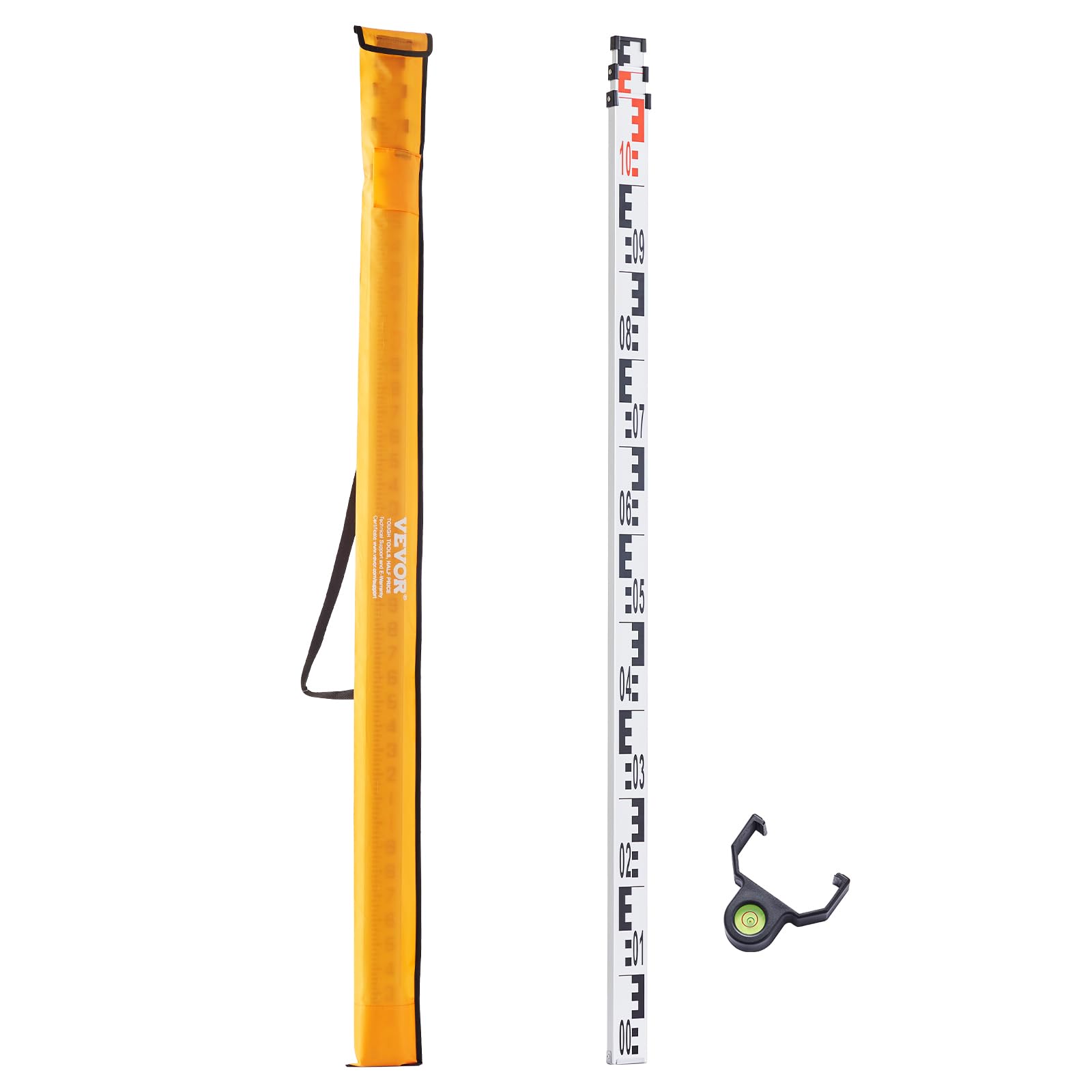 VEVOR Asta di Misurazione Telescopica 3 m Alluminio Scala Bifacciale CM/MM Livella a Bolla Borsa da Trasporto