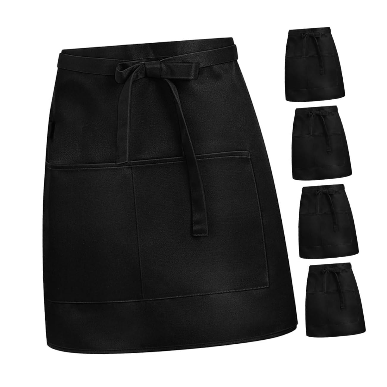 Mikinona 5piezas Delantal De Camarera Corto con Delantal De para Cafeterias y Restaurantes De Servicio para Camareras con Cinturón De Clip
