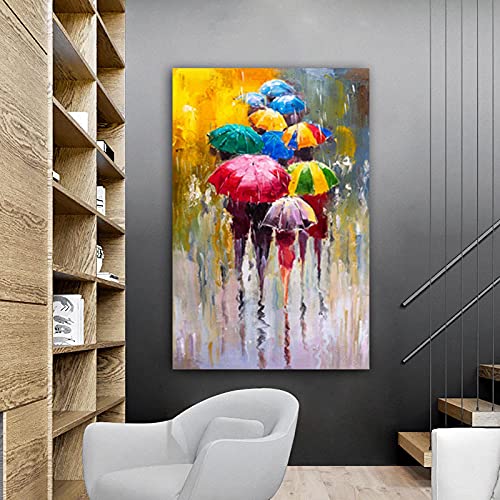 Portrait abstrait impression sur toiles d'une fille au parapluie pour une ambiance poétique