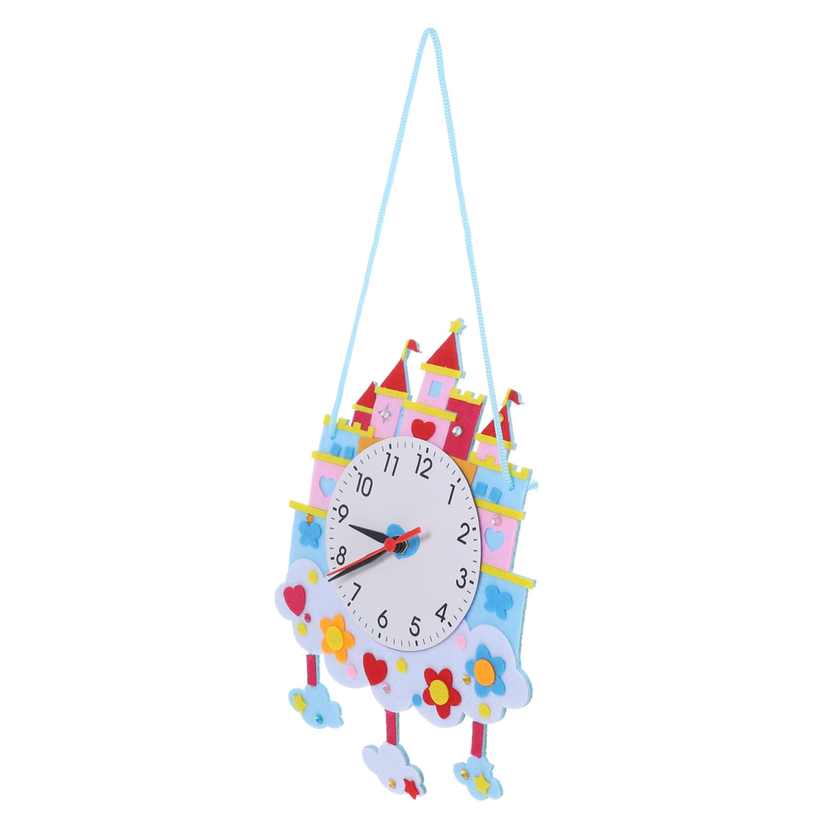 DECHOUS Cartoon DIY Clock Kit Non-Woven Fabric Time Learning Toy Handmade Clock for Boys and Girls Holiday Party Craft