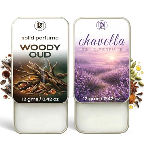 Image of Dr.Mashur Solid Perfume |Woody oud&Chavella Alcohol Free Wax Perfume Balm, Long Lasting | Pocket Tin 12g, Pack Of 2| Non Greasy Smooth Glide, Travel Friendly Men And Women