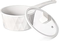 Vista 1 de Cacerola antiadherente de cerámica con tapa, olla pequeña de 2 cuartos de galón, diseño de diamante con mango frío, sartenes no tóxicas para cocina