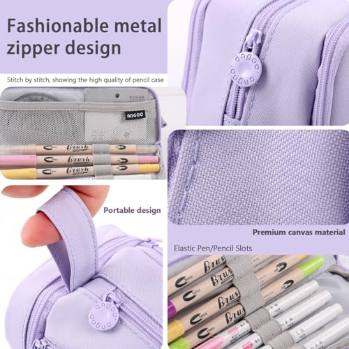 MAMUNU Large Capacity Pencil Case 4 Compartments, Big Pen Pouch with Zipper Portable Handle - Image 4