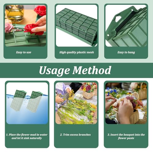 Blocs de mousse florale verte en cage | 3 pièces réutilisables - 7