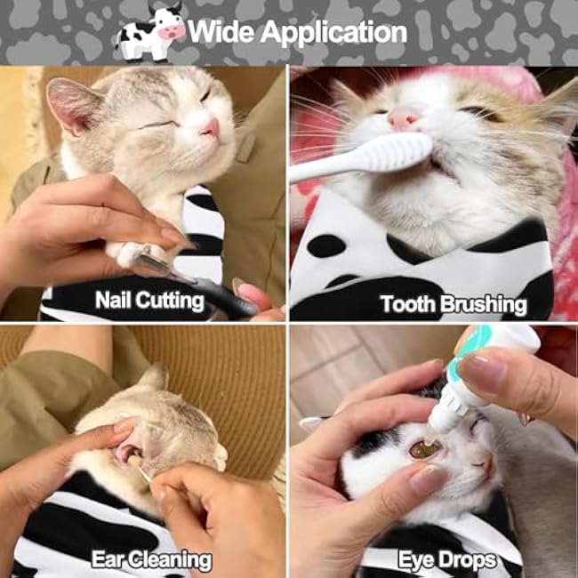 Mity rain Cat Grooming Supplies - Cat Wrap for Cutting Nails with Cat Nail Clipper, Cat Restraint for Nail Clipping to Anti-Runaway/Scratch/Bitten, Cat Swaddle Wrap for Calming & Holding Cat (XLarge)-8QMTC69Z