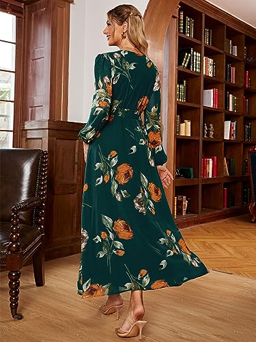 Image of Simplee Women's Boho Floral Maxi Dress Flowy Casual V Neck Short Sleeve Wedding Guest Holiday Beach Long Dress