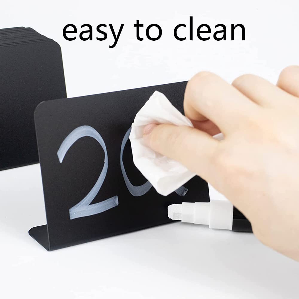10 Piezas Mini Letreros de Pizarra Negra Reutilizables en Forma de L para Etiqueta de Precio