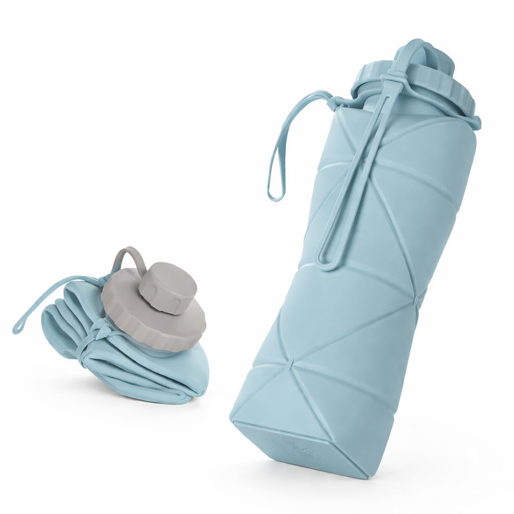 Folding Silicone Water Bottle - Collapsible bottle for Travel, Cycling, Gym, Camping - 600 Ml, Leak-proof Lid, BPA-Free Wide Mouth, Durable, Foldable Bottle (Multicolor)-image-24