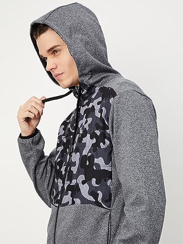 Image of Max Polyester Men Printed Hooded Standard Length Jacket