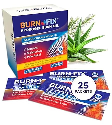 Burn Gel Packets for First Aid 25 Pack Hydrogel Burn Relief Gel with Heat Sinking Technology Instant Cooling for Minor Burns Sunburns & Scalds Soothing Burn Cream Developed by RN (Pack of 25)