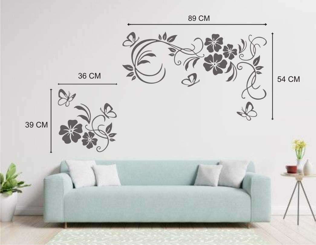 Heaven Decors Vinyl Botanical Flowers Wall Sticker (Black, 34.64 x 0.39 x 23.22 Inches) 1