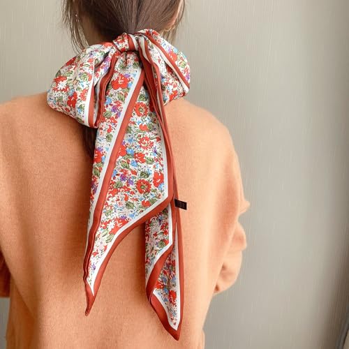 Image of Head Hair Scarf for Women,Silky Long Headscarf Purse Bag Scarfs for Handbag Fashion Satin Neck Scarves Accessories