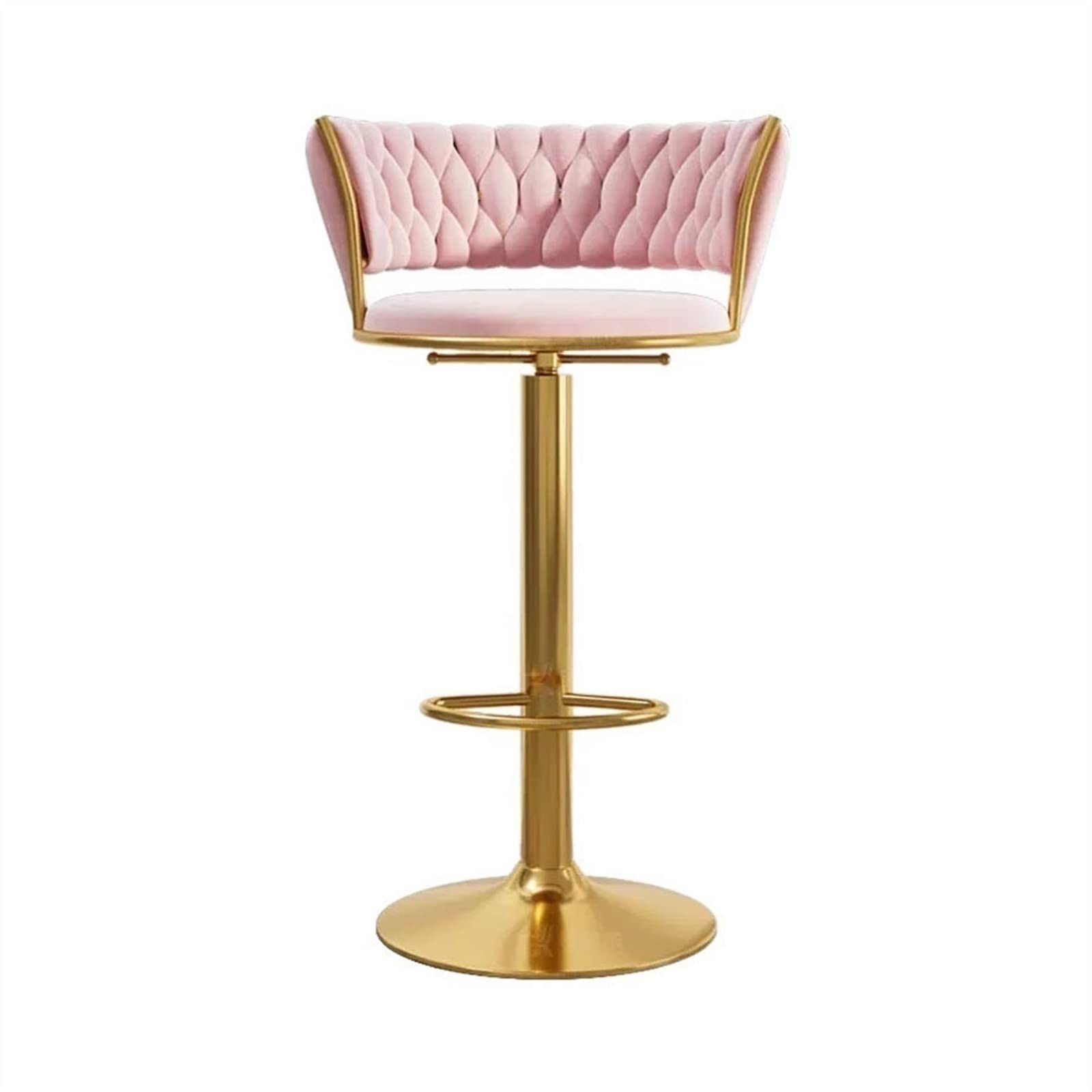 Tabourets de bar pivotants et réglables de 65 à 80 cm rose avec dossier