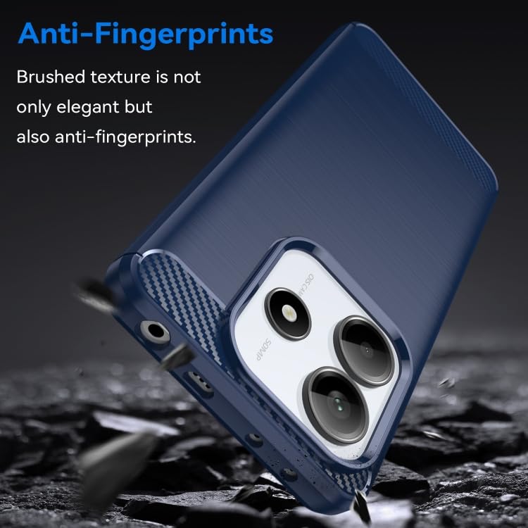 Image of NPRC Hybrid Ultra Slim Protective Case TPU Non-Slip Carbon Fiber Texture Shockproof Case Cover for Redmi Note 14 5G - Blue