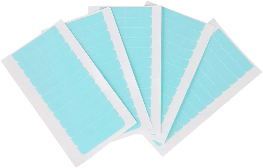 60pcs Hair Extension Tape Tabs Pre-cut Double Sided Adhesive for Hair Weft Replacement 4 x 0.8cm (Blue)