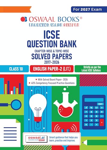 Image of Oswaal Class 10 ICSE Question Bank English Paper-2 Literature (2017 - 2026) |For 2027 Exam Chapter-wise & Topic-wise with Competency Based Questions | ... | Self-Assessment Papers | Practice Papers