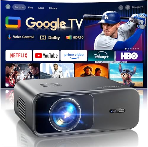 [Official Google TV]Smart Projector 4K Supported with WiFi & Bluetooth, Built-in Official Apps, GoogIe Voice, Outdoor Movie Projector with DoIby Audio, Auto Focus, Home Theater Proyector WIMIUS G1