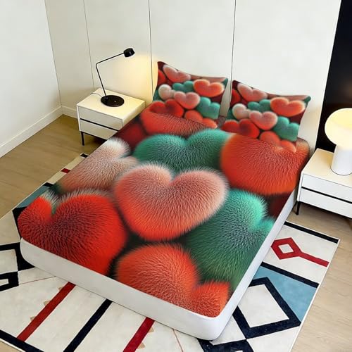 Drap housse 3D cœur lavable pour sublimer votre chambre