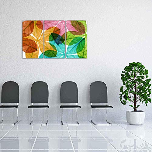 Image of ArtzFolio Colorful Leaves Split Art Painting Panel On Sunboard 45 X 27Inch