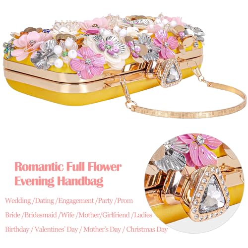 Image of BBTT.ful Women Clutches Flower Evening Handbag Chain Strap Shoulder Bag handbag Wedding bag purse