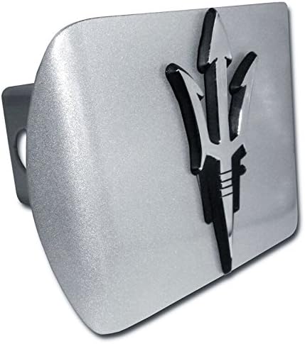 Arizona State Sundevils "Brushed Silver with Chrome "Pitchfork" Emblem" Metal Trailer Hitch Cover Fits 2 Inch Auto Car Truck Receiver with NCAA College Sports Logo