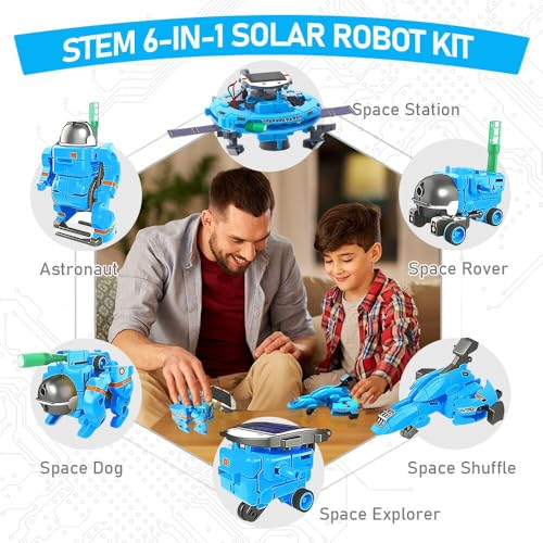 stem 6-in-1 education solar power robots toys for boys age 8-12 cool ideal gifts for boys building toys science kits robotics set stem project gifts for 8 9 10 11 12 years old boy girls teens