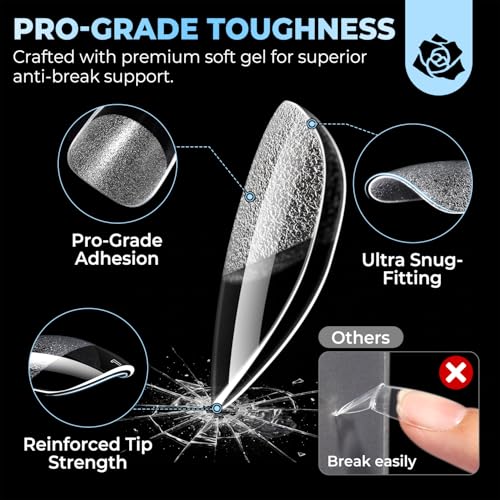 Image of UNA GELLA Extra Short Almond Nail Tips Full Cover 450PCS 15 Sizes