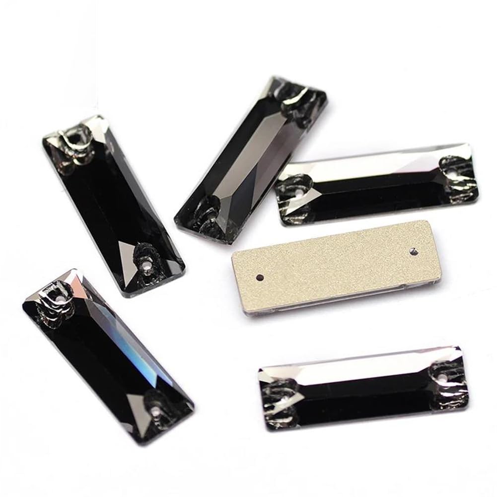 Strass noirs à coudre baguette cosmique 9x26mm pour customiser vos vêtements | Lot de 36