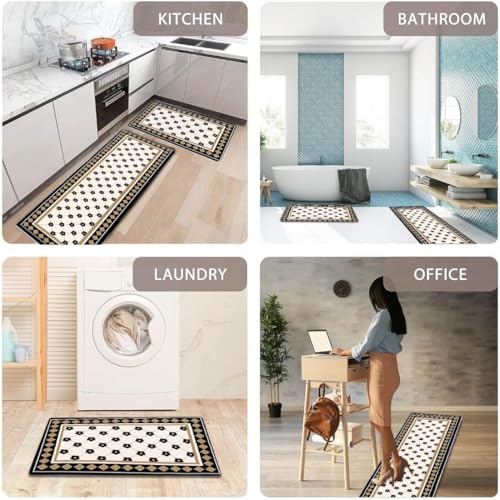 Image of Kitchen Anti Slip Mat for Floor, Waterproof Washable Kitchen Mats, Non Slip Kitchen Floor Mats for Home, Soft Mats for Kitchen, Kitchen Mats for Floor Anti Slip (Lattice Style)