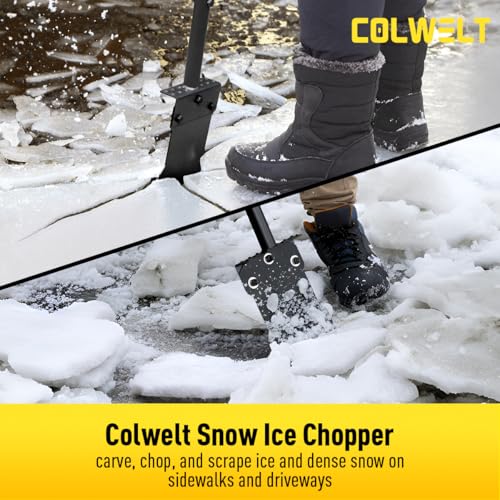 Colwelt Metal Snow Shovel 58’’, Heavy Duty Ice Scraper for Driveway, Snow Ice Chopper Shoveling Tool with Thickened Blade, Ice Shovel for Sidewalk Ice Removal, Flat Shovel Floor Cleaning Scraper - Thumbnail 4