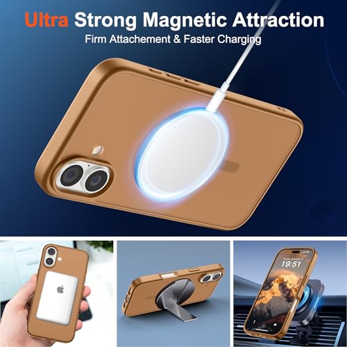 Image of SUPFINE Magnetic for iPhone 17 Case (Compatible with MagSafe)(Military Grade Drop Protection) Translucent Matte Shockproof with Anti-Fingerprint Phone Cover 2025,Brown