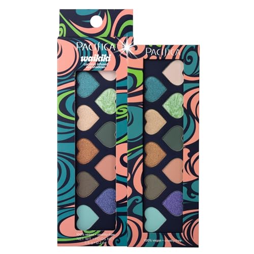 Pacifica Eyeshadow Palette &ndash; Waikiki Mineral Eyeshadow, Blendable Shimmer & Matte Shades w/Velvet...