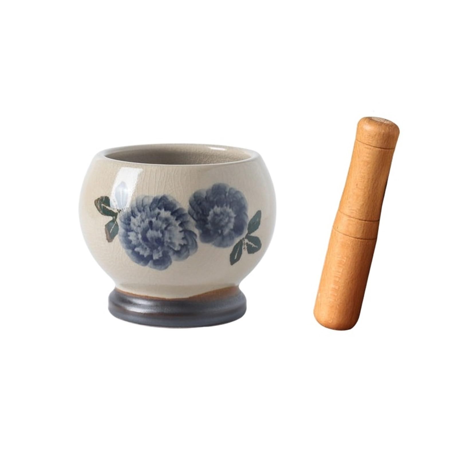 Paste Set di mortaio e pestello in porcellana, ciotola in ceramica for uso cucina(Blue)