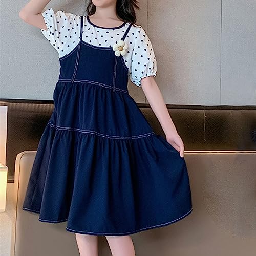 Vestido feminino de verão novo gola redonda manga bolha flor onda ponto estampado emenda moda vestid