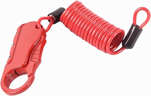 Miniatura 5 de DAWOT Cerradura para casco cable de bloqueo de bicicletamotocicleta bloqueo de combinación de cable de ciclismo para equipaje de viaje casco rojo