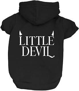 Little Devil Costume Halloween Dog Hoodie Fleece Lined Pullover Sweatshirt with Leash Hole (Black, 4X-Large 111)