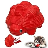 YILAKO Indestructible All-Rubber Squeaky Dog Toy for Aggressive Chewers, Tough Durable Chew Toy for Medium & Large Breeds, Safe One-Piece Turtle Design, Teeth Cleaning & Boredom Relief