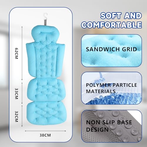 Oreiller de bain complet lavable équipé de ventouses bleues